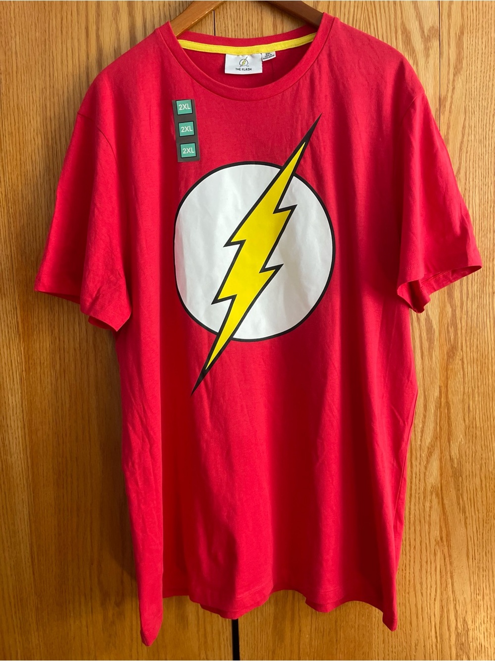 The Flash Logo Crewneck Tee in Red with Yellow Trim